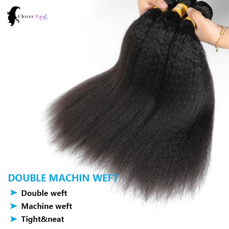 24 24 24 inches Kinky Straight Bundles Natural Yaki Straight Bundles 100% Human Hair Brazilian Hair Weave Bundles Remy Hair