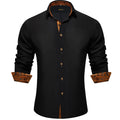 Men's Polyester Cotton Solid Black Shirts Long Sleeve | SAMAG