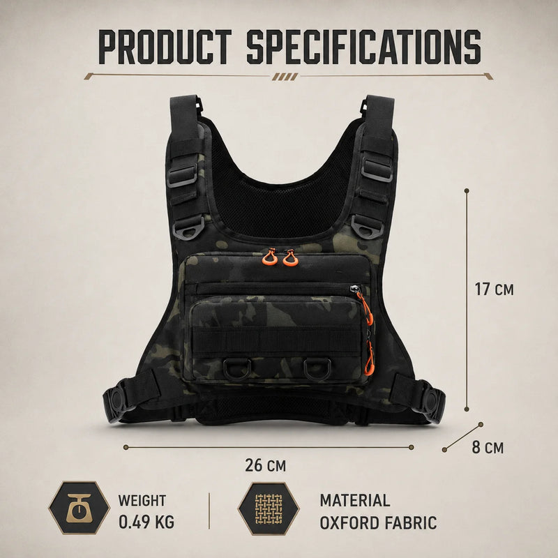 Fishing Tackle Vest Chest Bag for Men Camo Tactical | SAMAG