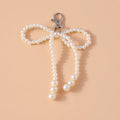 Pretty Handmade Pearl Bowknot Keychain for Women Girl Love Heart Key Ring Pendant Handbag Accessories DIY Jewelry Gift