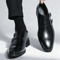 Classic Retro Dress Men's Monk Leather Shoes With Pointed Toe Buckle Business Office Wedding Comfortable Men's Oxfords Shoes