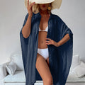 Women Lightweight Bamboo Cotton Beach Cover Up Shirt Style Loose Oversized Sun Protection Kaftan for Vacation Swimwear Outerwear