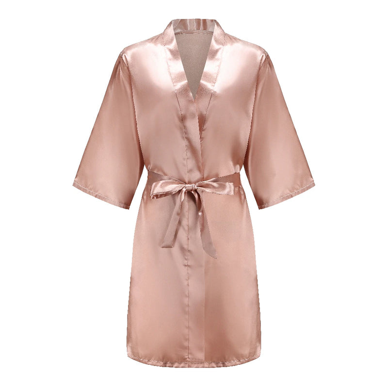 Rose Gold Kimono Satin Women Bathrobe Wedding Sister | SAMAG
