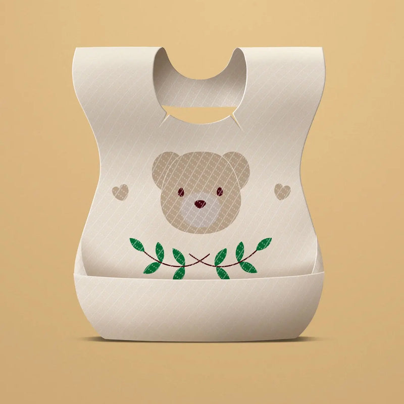 50-Pack Disposable Bibs for Babies Aged 6 Months to 2 Years Cartoon Bear Feeding Bib for Boy Girl Non-woven Drool Towel