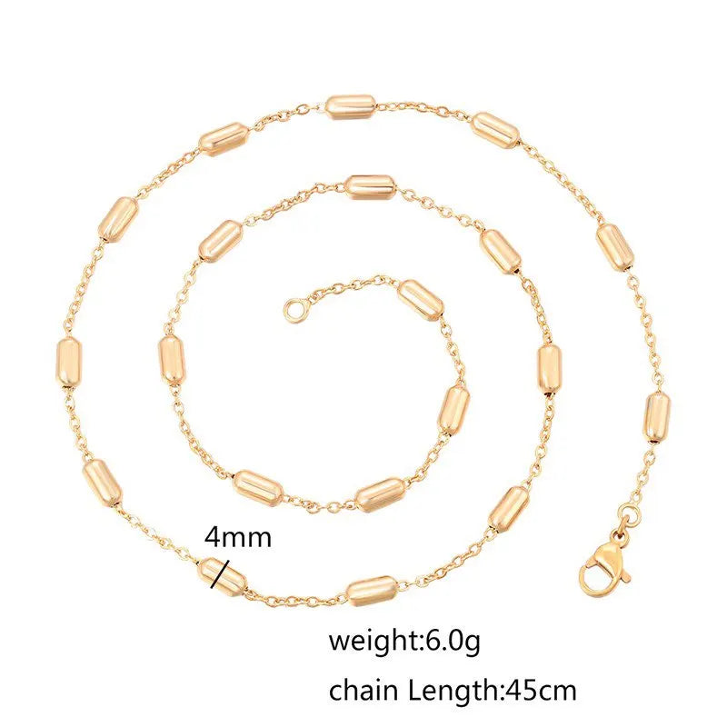 XP Jewelry -- 45 cm x 3 mm 18 k Gold Plated Beads Chains Necklaces for Women Men Matching Pendants