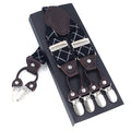 Men's Casual Fashion Leather Suspenders Adjustable High Quality Belt Strap Braces with 6 Clips