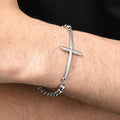 Vnox Simple Big Cross Bracelets with Glossy Stainless Steel Beads Adjustable Beaded Chain Men Religious - Visuel 3 | SAMAG