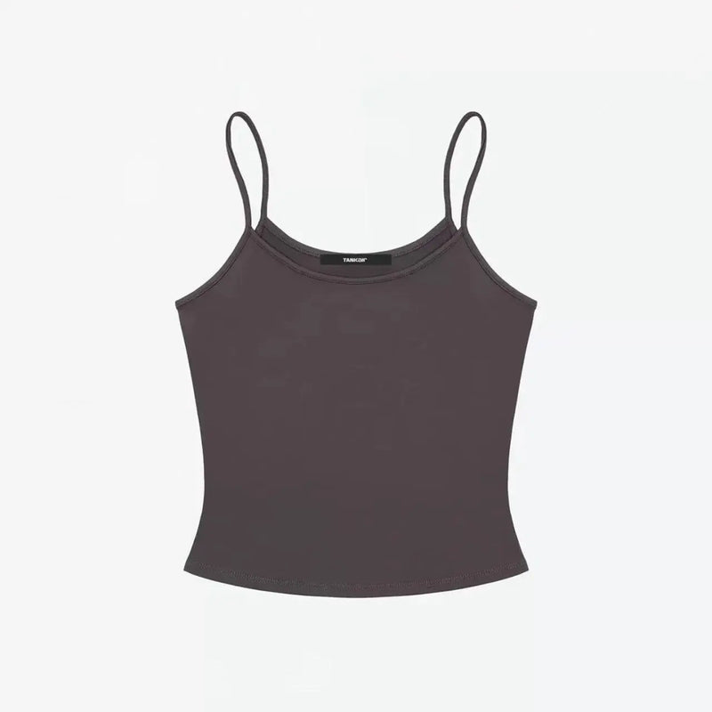 ANK Air Summer Top with Solid Color, Black and White Powder, Wide Shoulder Strap, I-Shaped Tank Top, Women's Sports, Daily Wear