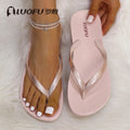 New Luofu Fashionable Women's Flip-Flops, Wedge-Heeled Women's Shoes, Flip-Flops for Outdoor Wear, Non-Slip Beach Shoes, Women's Thick-Soled Thong Sandals, Bohemian Style Eco-Friendly Slippers