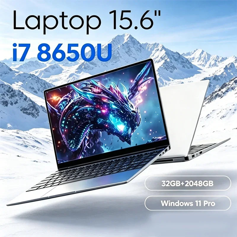 2026 New Ultra Slim 15.6" Laptop Intel Core i7-8650U Windows 11 Pro 32GB RAM 2TB M.2 SSD - Ideal for Office & Study
