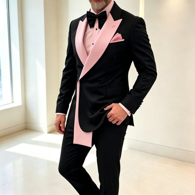 Mix Colors Double Breasted Custom Made Men Suit Set Separates 2 Pieces Jacket Pants for Wedding Groom Tuxedo for Prom Party