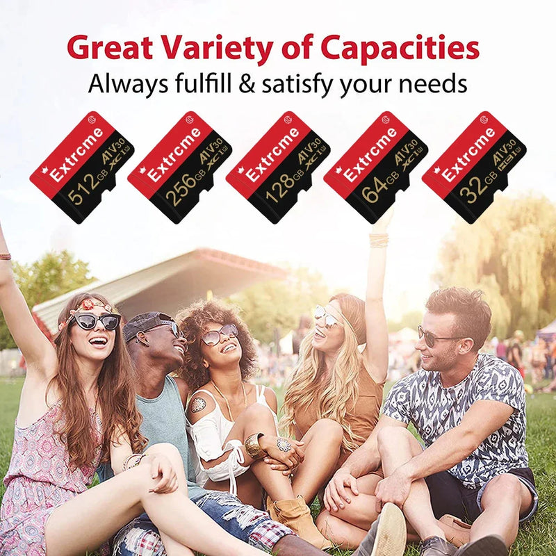 High-Speed V30 A2 4K SD Card 512GB 256GB 128GB Memory Card 64GB Micro TF SD Adapter for Xiaomi Smartphone/Tablet/PC Cross-Use