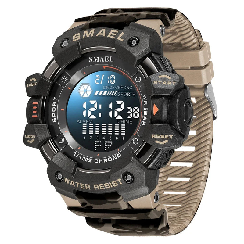 SMAEL Luxury Stopwatch Electronic Watch Men's Fashion Outdoor Countdown Army Military Men Student Alarm Digital Wristwatches