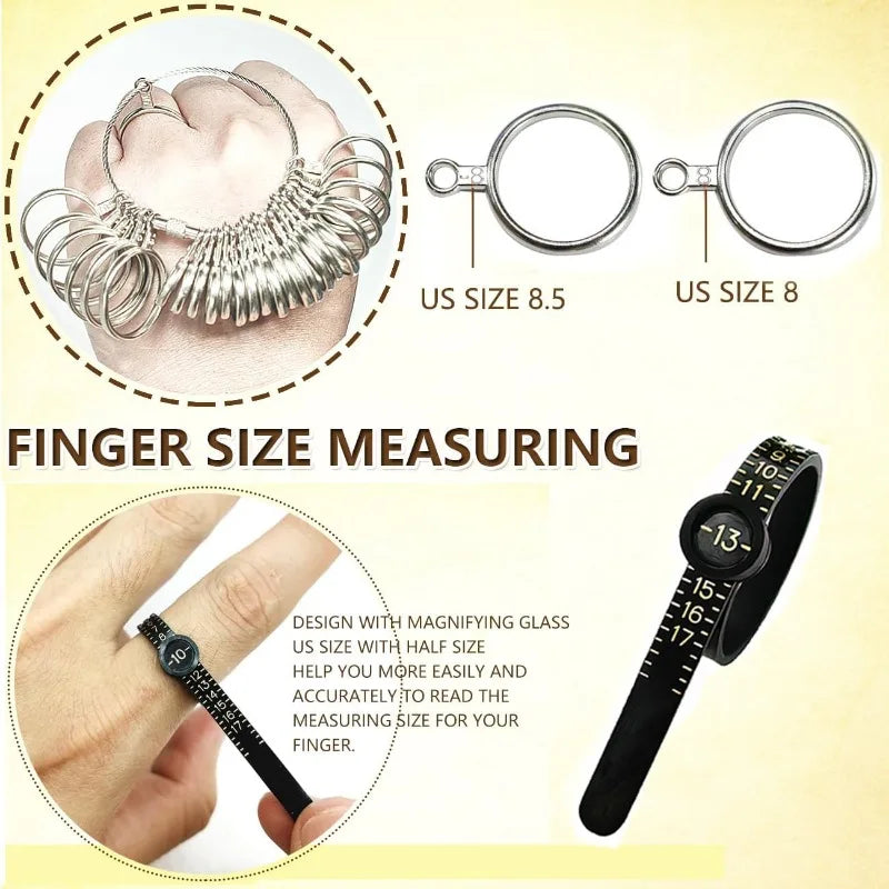 US Standard Ring Sizer & Reshaping Mandrel Set, DIY Jewelry Making Measuring Repair Maintenance Tools for Ring Shaping
