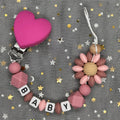 Free Custom Personalized Name Pacifier Clips Handmade Beech Wood Chain Silicone Crown Holder Soother Baby Teething Toy Chew Gift