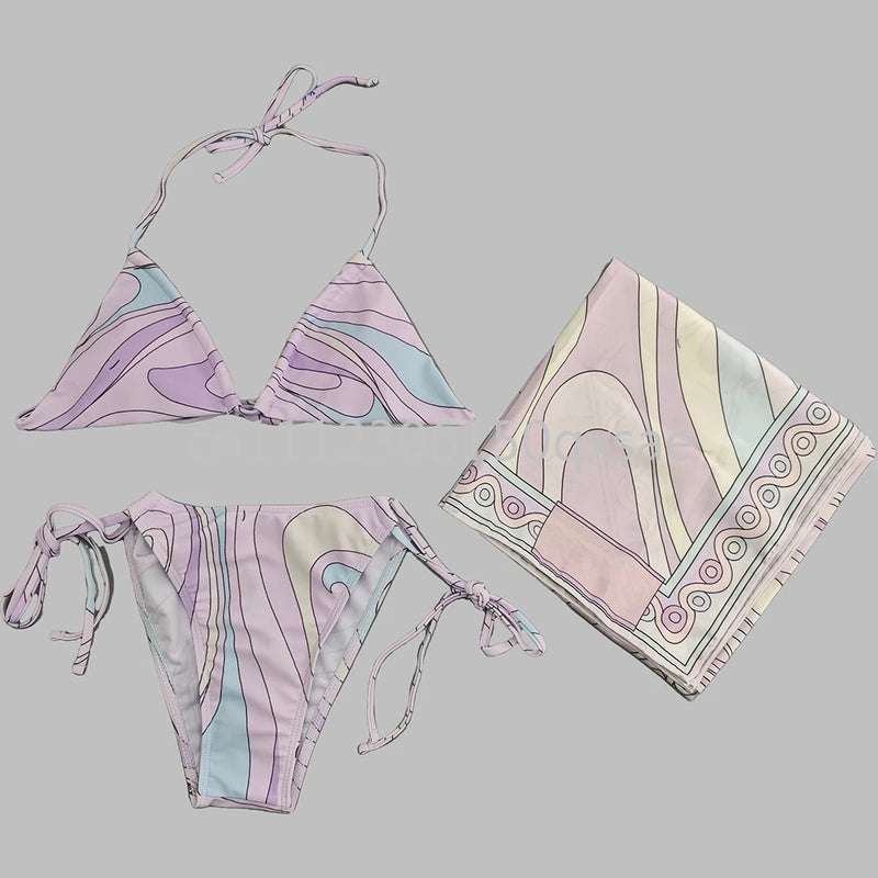 Women's Scarf Swimsuits with Letter Signature Logo Lady | SAMAG