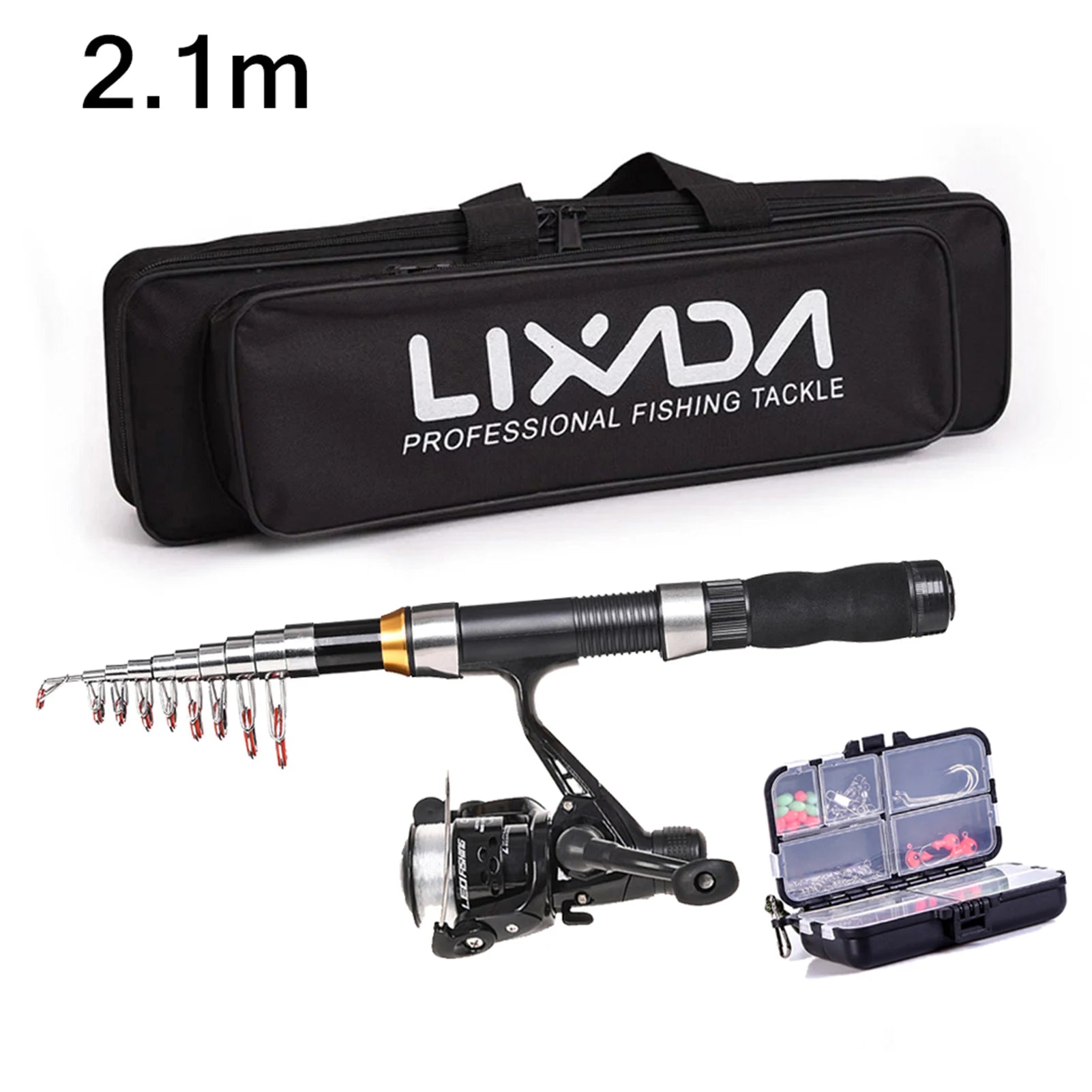 Lixada Fishing Rod Reel Combo Full Kit with 2.1m 2.3m Telescopic Fishing Rods 2PCS Spinning Reels Set Fishing Equipment 2024