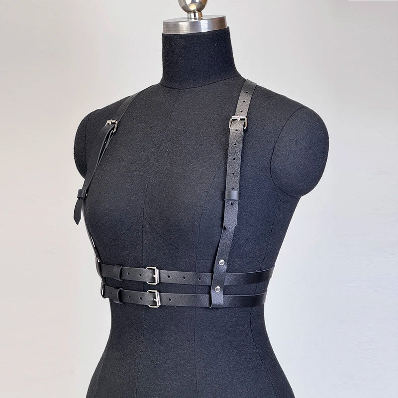 Women Fashion Waist Belt Leather Strap Chest Strap Suspenders for Women Decorative Harness Straps Gothic Clothing Accessorie