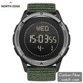 NORTH EDGE ALPS 1 Men's Digital Watch Carbon Fiber Case Shockproof Outdoor Sports Watch Compass 50M Waterproof
