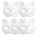 1-10pcs Japanese Mask Paper Blank Mask Halloween Cosplay Cat DIY Paintable Half Face Mask Animal Costume Party Decor Craft Prop