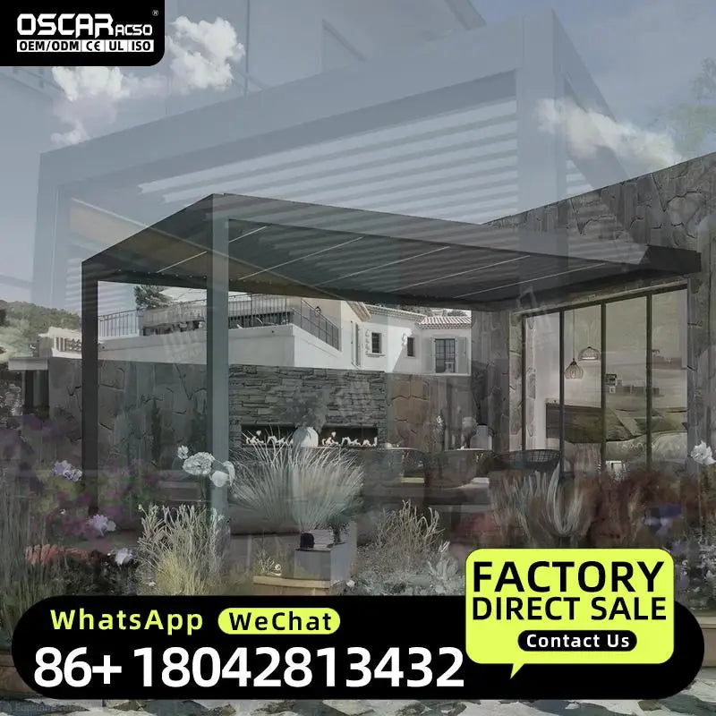 4X4 Meter High Wind Resistance Garden Decor Aluminum Frame Roller Screen Sun Shade for Backyard Patio Balcony Pergola