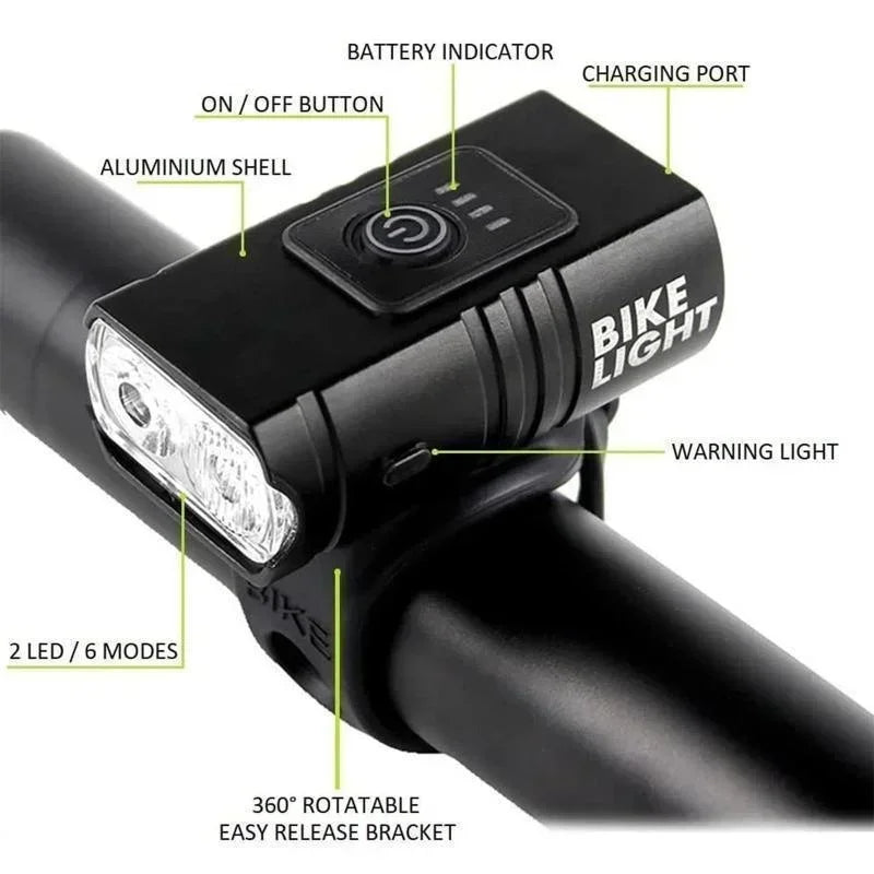 Super Bright Bike Light USB Rechargeable Bicycle Lamp Waterproof Front Headlight Flashlight Bicycle Light Bicycle Accessories