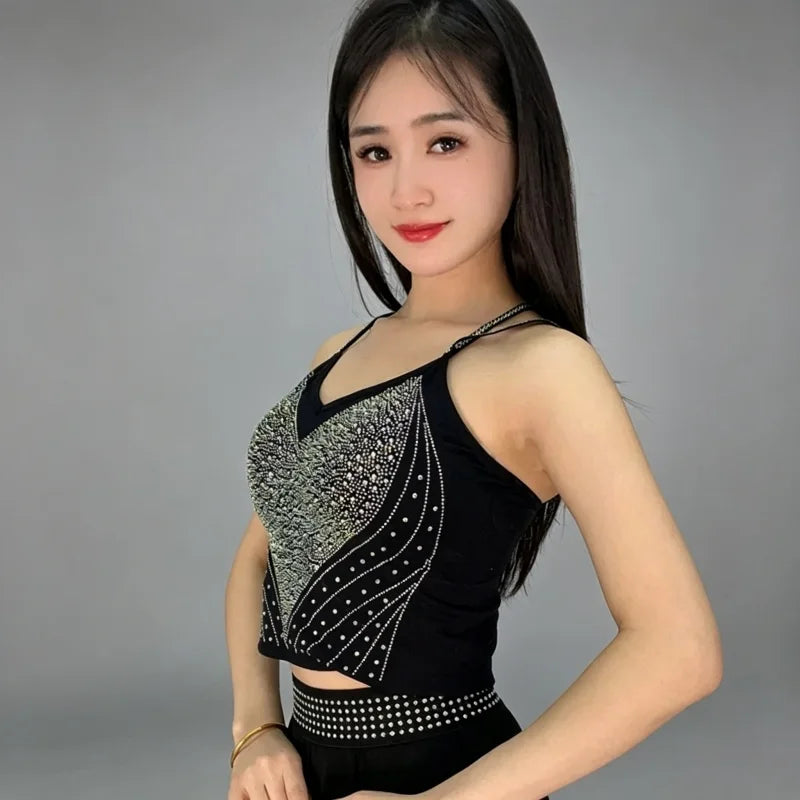 Sexy Camisole for Women Trendy Thin Sling Hot Diamond Camis Female Student Bottoming Top Lady Elastic Tank Top Trend Streetwear