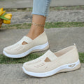 Women's shoes, women's casual shoes, solid color breathable sports shoes, soft-soled lightweight walking shoes, low-top knitted