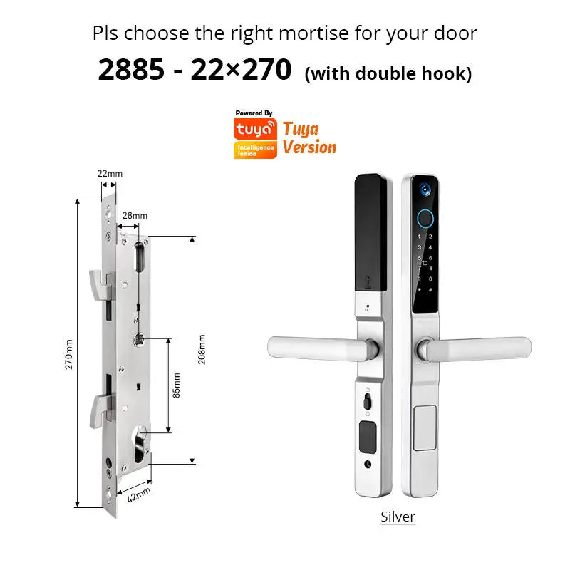 Smart Lock with Camera Door Viewer Waterproof IP66 Tuya WiFi Fingerprint Password Sliding RFID Card Sliding Electronic Door Lock