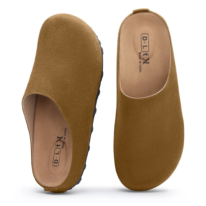 Evshine Women's Suede Clogs Slippers Comfort Sole Sole Flat Mules Fashion Baotou Ladies Potato Shoes Slip On House Clogs Shoes