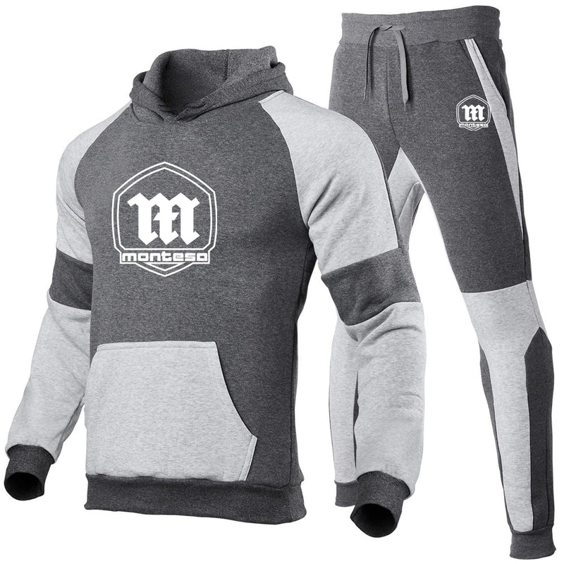 Spring Autumn Men's Montesa Motorcycle Logo Print Patchwork Pullover Hoodies+Personality Drawstring Sports - View 6 | SAMAG