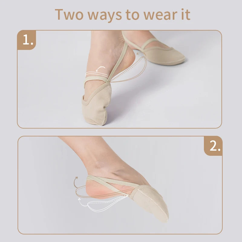 Women Professional Artistic Gymnastics Shoes Adult Half Foot Shoes Girls Suede Semi-Palm Shoes Abrasion Ballet Dance Toe Flats