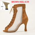 Profession Latin Dance Shoes Woman Suede Mesh Ventilation Ballroom Salsa Boots for Girls Soft Bottom Practice Jazz Latin Boots