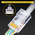 50 PCs RJ45 Connector Cat6 Connector Network Unshielded RJ45 Perforated Crystal Head Network Cable
