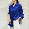 All-match Satin Finish Shirts And Blouses Women Clothing Casual Top OL Long Sleeve Button Elegant Shirts French Solid Blouses