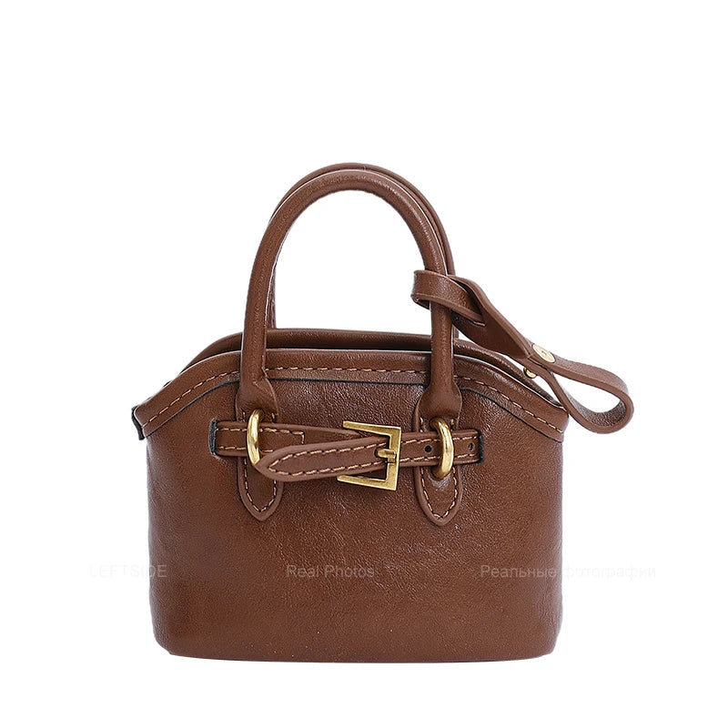 LEFTSIDE Big PU Leather Short Handle Shoulder Bag for Women 2025 Winter Luxury Tote Bag Lady Designer Retro Handbags and Purses