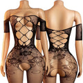 Sling Halter Neck Baby Dolls Underwear Fishnet Hollow Bodystockings Sexy Lingerie Women Cross Legged Crotchless Babydolls Dress