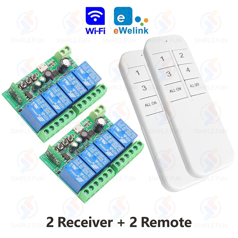 WiFi Smart Switch EWelink ,DC 12V 24V 48V USB 5V 4 Channels Wireless Remote Control,DIY Switch,Alexa Google Home Voice Control
