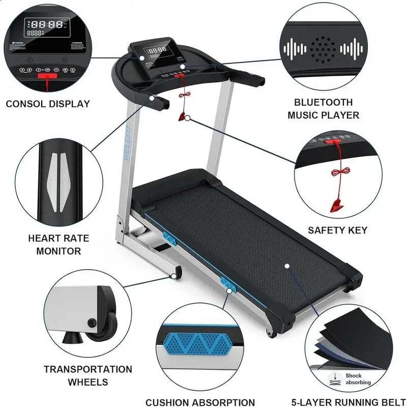 15% Auto Incline 4.0HP Folding Treadmill, 400LBS - View 6 | SAMAG