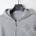 Men 100% Merino Wool Sweater Hooded Zipper Cardigan Autumn Winter Thickened Knit Large-size Jacket Long Sleeved Sportswear Coat