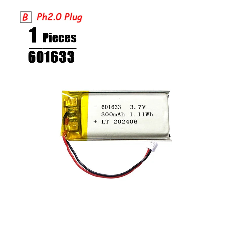 3.7V Lipo Battery Ph2.0 Plug Rechargeable Lithium Battery 3.7V For PS4 Humidifiers GPS Navigation  Bluetooth Speaker MP3 MP4