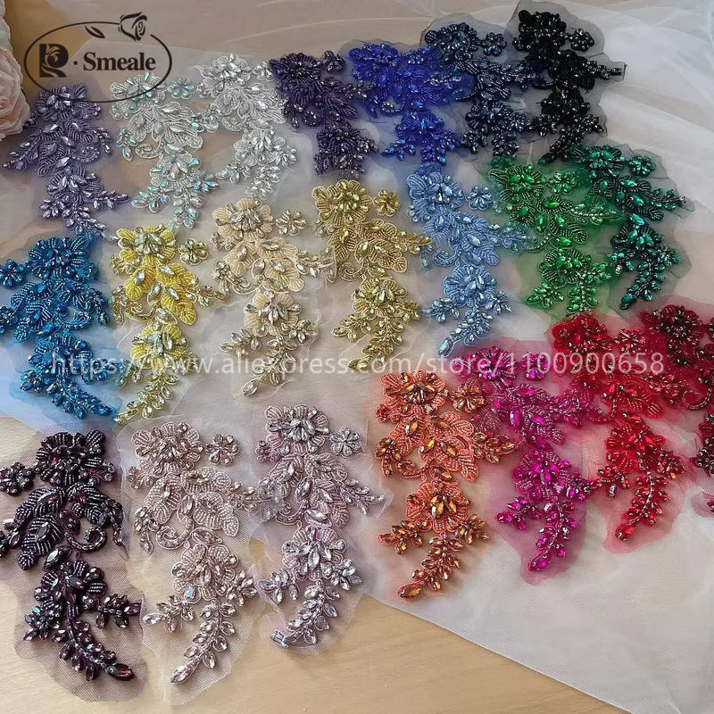 Handsewn Rhinestone Flower for Wedding Dress, Coats - View 5 | SAMAG