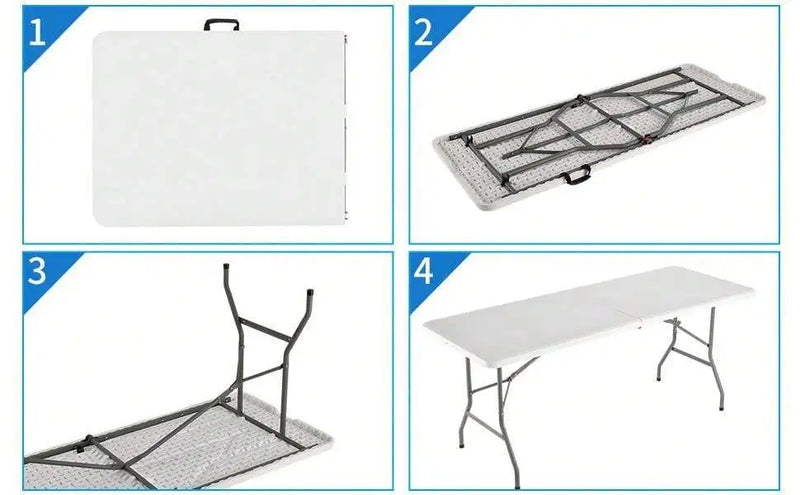 4FT/6FT Plastic Folding Table, Shooting Table, HDPE Portable Picnic Table Outdoor, For Camping, Party, Wedding, Picnic