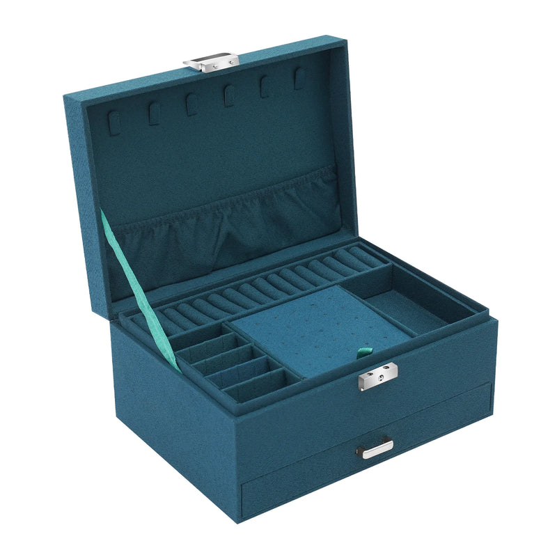 3-tier Jewelry Box Exquisite Storage Box, Flannel Jewelry Watches Display Case for Earrings, Necklaces, Bracelets 24x17x11c