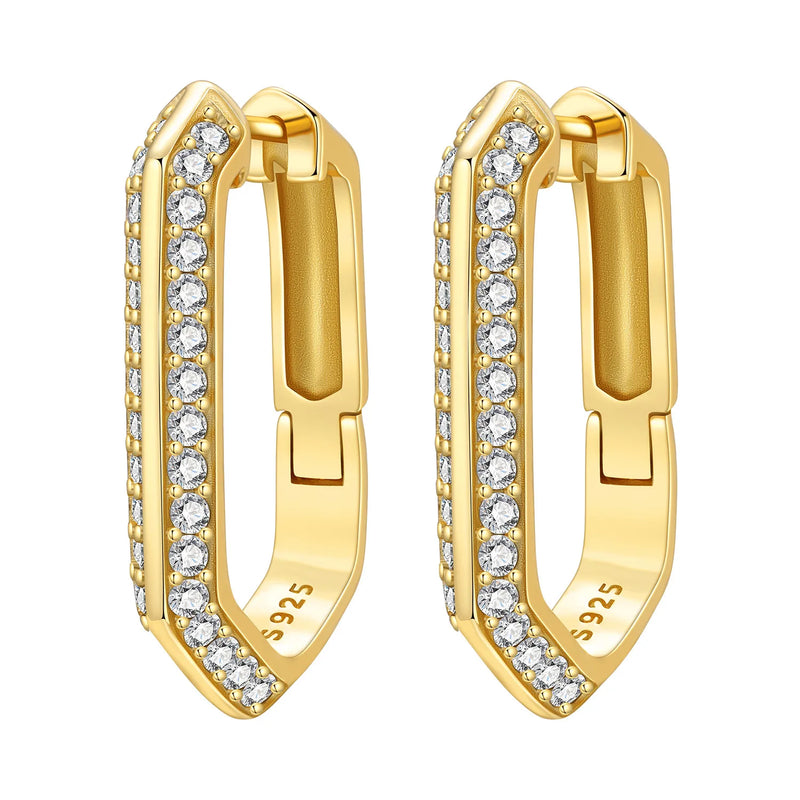 Orstarry S925 Sterling Silver 18k Gold Modern Square Earrings Hoop Earrings For Women Jewelry Original Trendy Anniversary Gifts