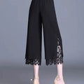 Summer Thin Chiffon Wide Leg Pants Women's Lace Splice - View 4 | SAMAG