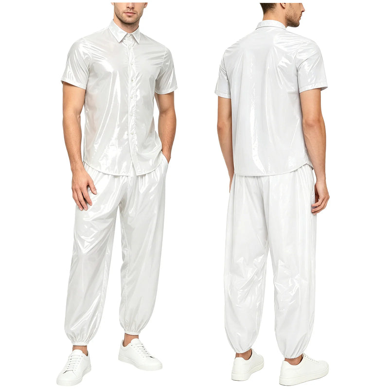Men Waterproof Glossy Jacket Tops with Jogging Pants Hip | SAMAG