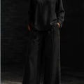 Women 2‑Piece Matching Outfit Long Sleeve Button Shirt High Waist Wide Leg Pant Loose Vacation Street Daily Wear Suit For Ladies