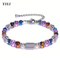 2026 Classic 6mm Tiger Eye Stone Hematite Beaded Bracelet Adjustable Stainless Steel Chain Bracelet for Men Women Jewelry Gifts