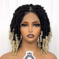 Dreadlocs Wigs Short Box Braided Wigs Synthetic 9x6 Lace Closure Wig Ombre Butterfly Twisted Locs 12inch for Afro Men/ Women